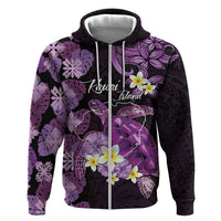 Personalised Aloha Hawaii Kauai Island Zip Hoodie Garden Isle Map Sea Turtle Plumeria