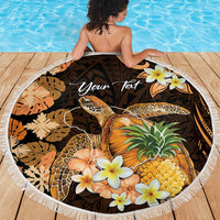Personalised Aloha Hawaii Lanai Island Beach Blanket Pineapple Isle Map Sea Turtle Plumeria LT14 - Polynesian Pride