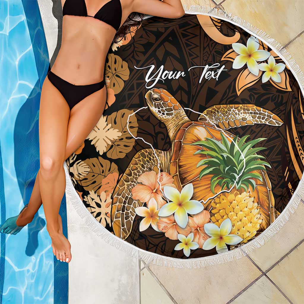 Personalised Aloha Hawaii Lanai Island Beach Blanket Pineapple Isle Map Sea Turtle Plumeria LT14 - Polynesian Pride