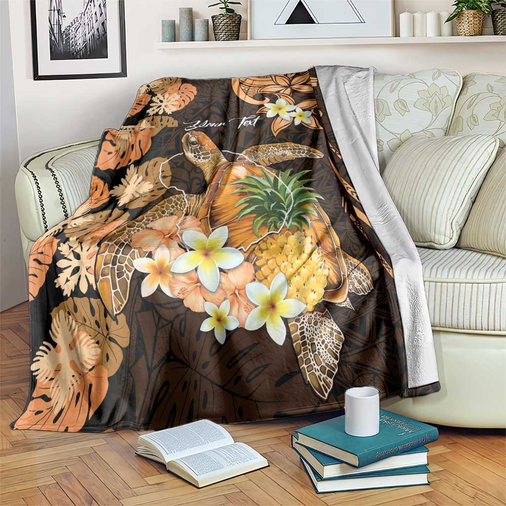 Personalised Aloha Hawaii Lanai Island Blanket Pineapple Isle Map Sea Turtle Plumeria LT14 Orange - Polynesian Pride