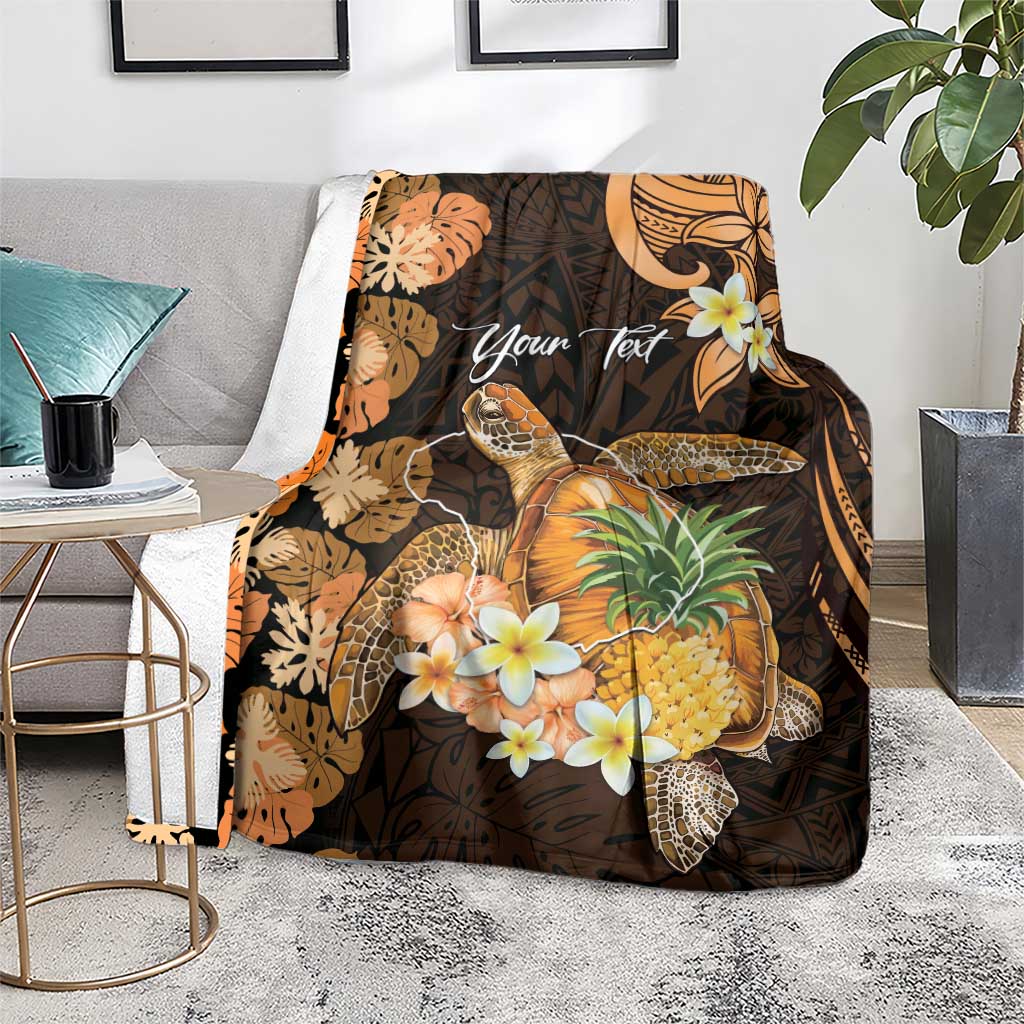 Personalised Aloha Hawaii Lanai Island Blanket Pineapple Isle Map Sea Turtle Plumeria LT14 - Polynesian Pride
