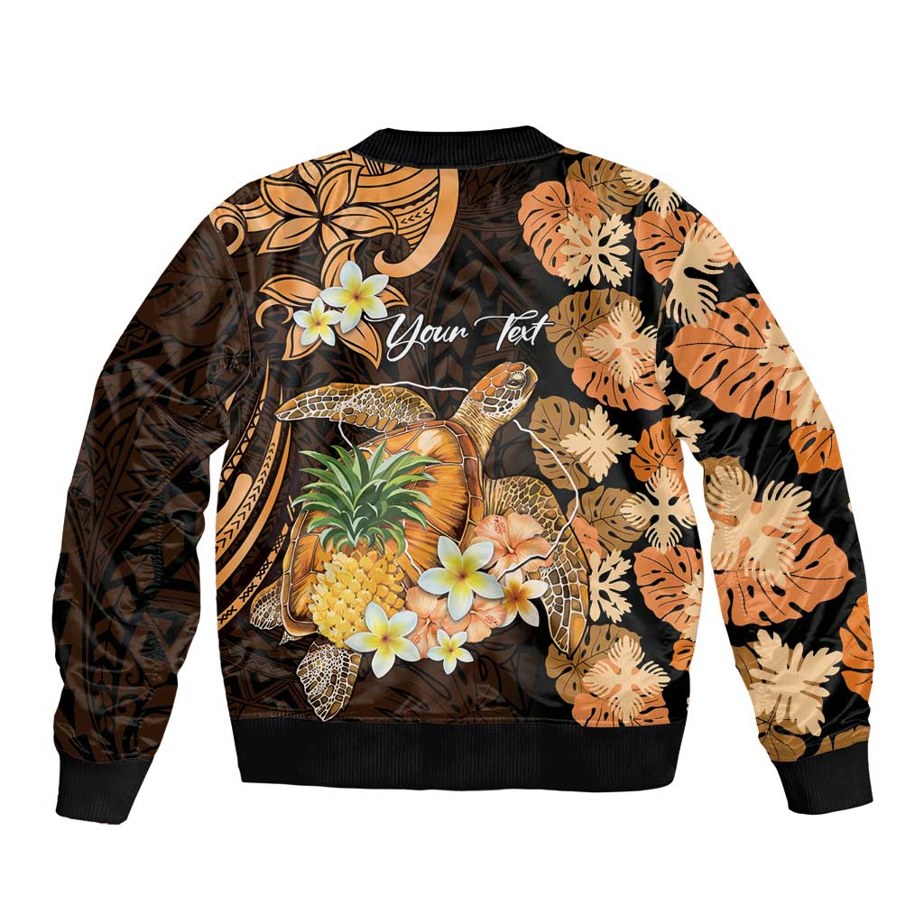 Personalised Aloha Hawaii Lanai Island Bomber Jacket Pineapple Isle Map Sea Turtle Plumeria