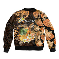 Personalised Aloha Hawaii Lanai Island Bomber Jacket Pineapple Isle Map Sea Turtle Plumeria