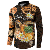 Personalised Aloha Hawaii Lanai Island Button Sweatshirt Pineapple Isle Map Sea Turtle Plumeria LT14 - Polynesian Pride