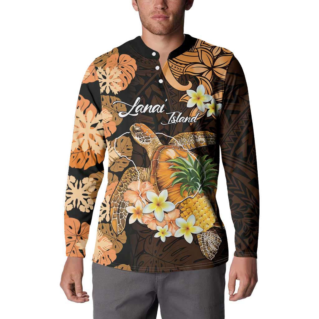 Personalised Aloha Hawaii Lanai Island Button Sweatshirt Pineapple Isle Map Sea Turtle Plumeria LT14 - Polynesian Pride