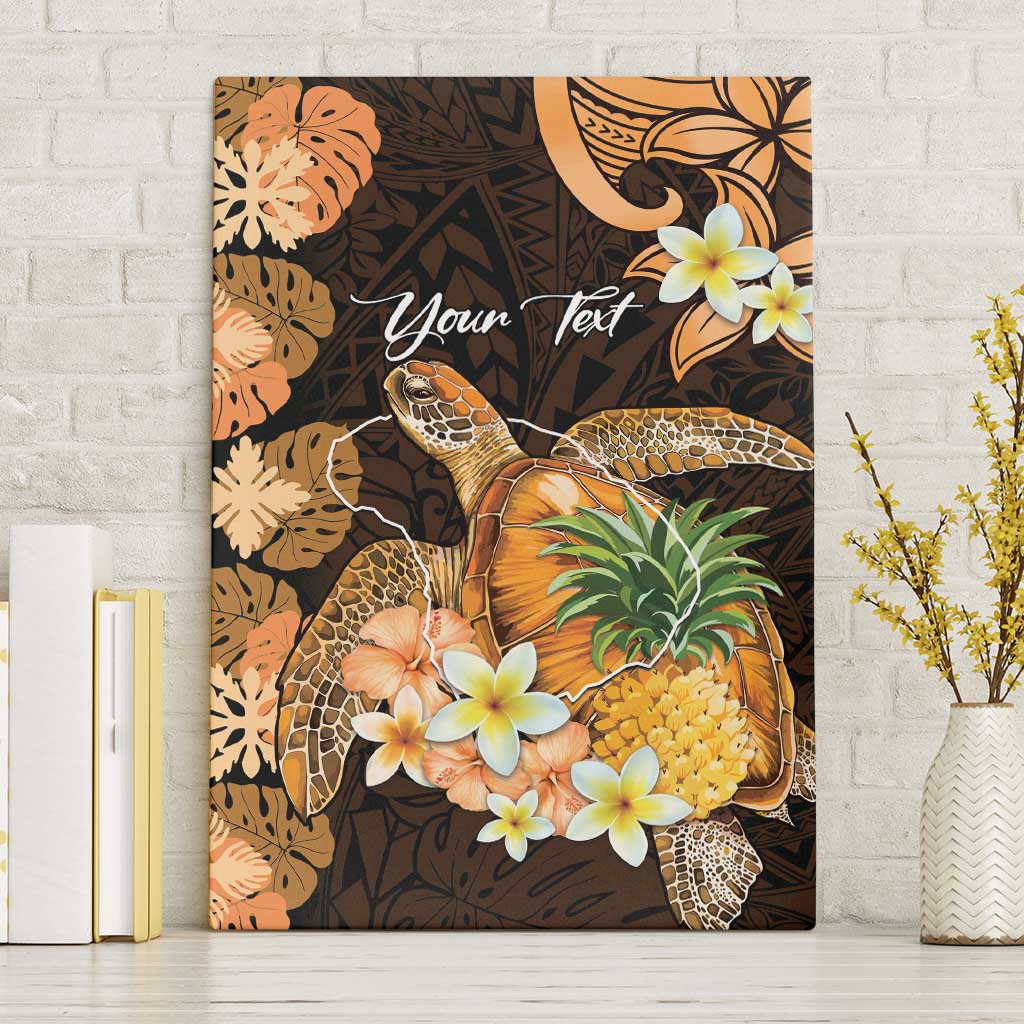 Personalised Aloha Hawaii Lanai Island Canvas Wall Art Pineapple Isle Map Sea Turtle Plumeria LT14 Without Frame Orange - Polynesian Pride