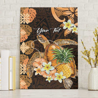 Personalised Aloha Hawaii Lanai Island Canvas Wall Art Pineapple Isle Map Sea Turtle Plumeria LT14 Without Frame Orange - Polynesian Pride