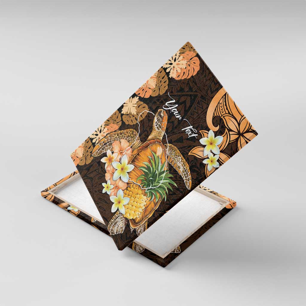 Personalised Aloha Hawaii Lanai Island Canvas Wall Art Pineapple Isle Map Sea Turtle Plumeria LT14 With Frame Orange - Polynesian Pride