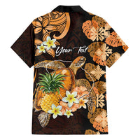 Personalised Aloha Hawaii Lanai Island Family Matching Long Sleeve Bodycon Dress and Hawaiian Shirt Pineapple Isle Map Sea Turtle Plumeria