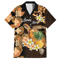 Personalised Aloha Hawaii Lanai Island Hawaiian Shirt Pineapple Isle Map Sea Turtle Plumeria LT14 Orange - Polynesian Pride