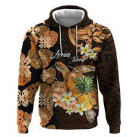 Personalised Aloha Hawaii Lanai Island Hoodie Pineapple Isle Map Sea Turtle Plumeria