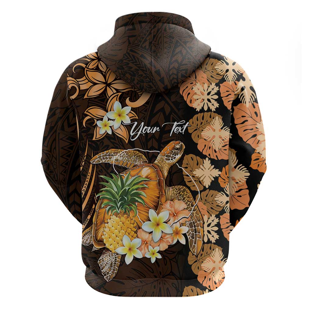 Personalised Aloha Hawaii Lanai Island Hoodie Pineapple Isle Map Sea Turtle Plumeria