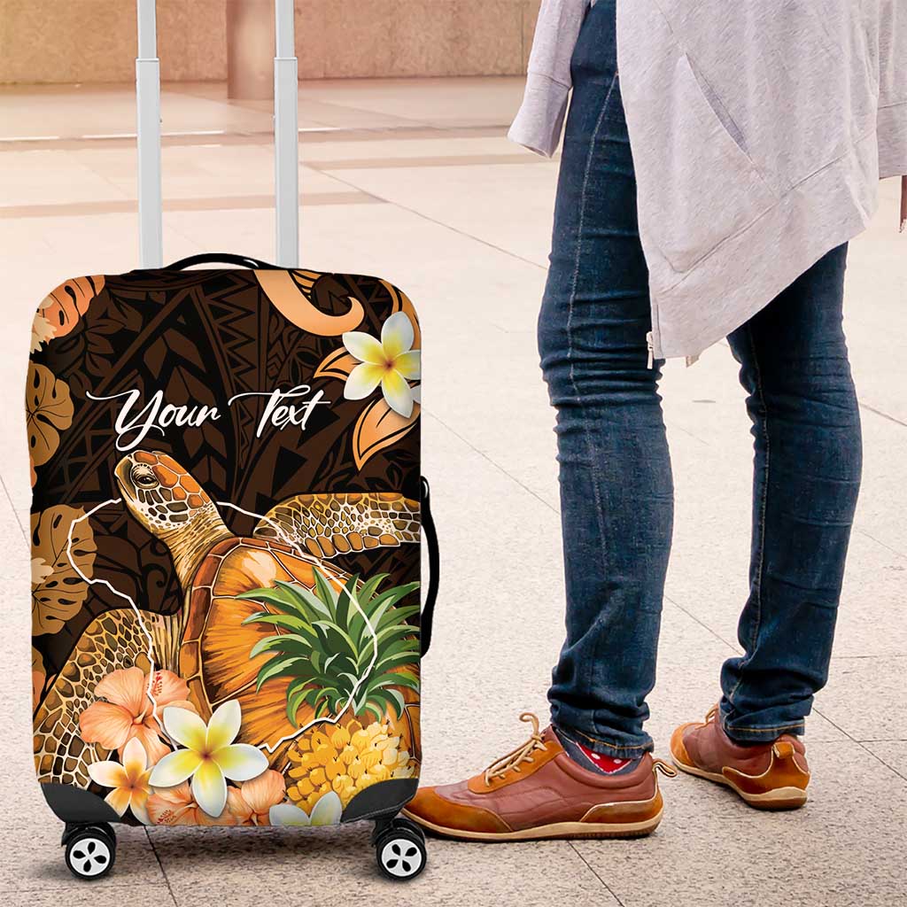 Personalised Aloha Hawaii Lanai Island Luggage Cover Pineapple Isle Map Sea Turtle Plumeria