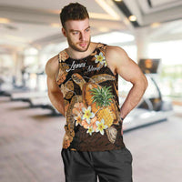 Personalised Aloha Hawaii Lanai Island Men Tank Top Pineapple Isle Map Sea Turtle Plumeria LT14 Orange - Polynesian Pride