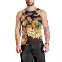 Personalised Aloha Hawaii Lanai Island Men Tank Top Pineapple Isle Map Sea Turtle Plumeria LT14 - Polynesian Pride
