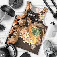 Personalised Aloha Hawaii Lanai Island Men Tank Top Pineapple Isle Map Sea Turtle Plumeria LT14 - Polynesian Pride