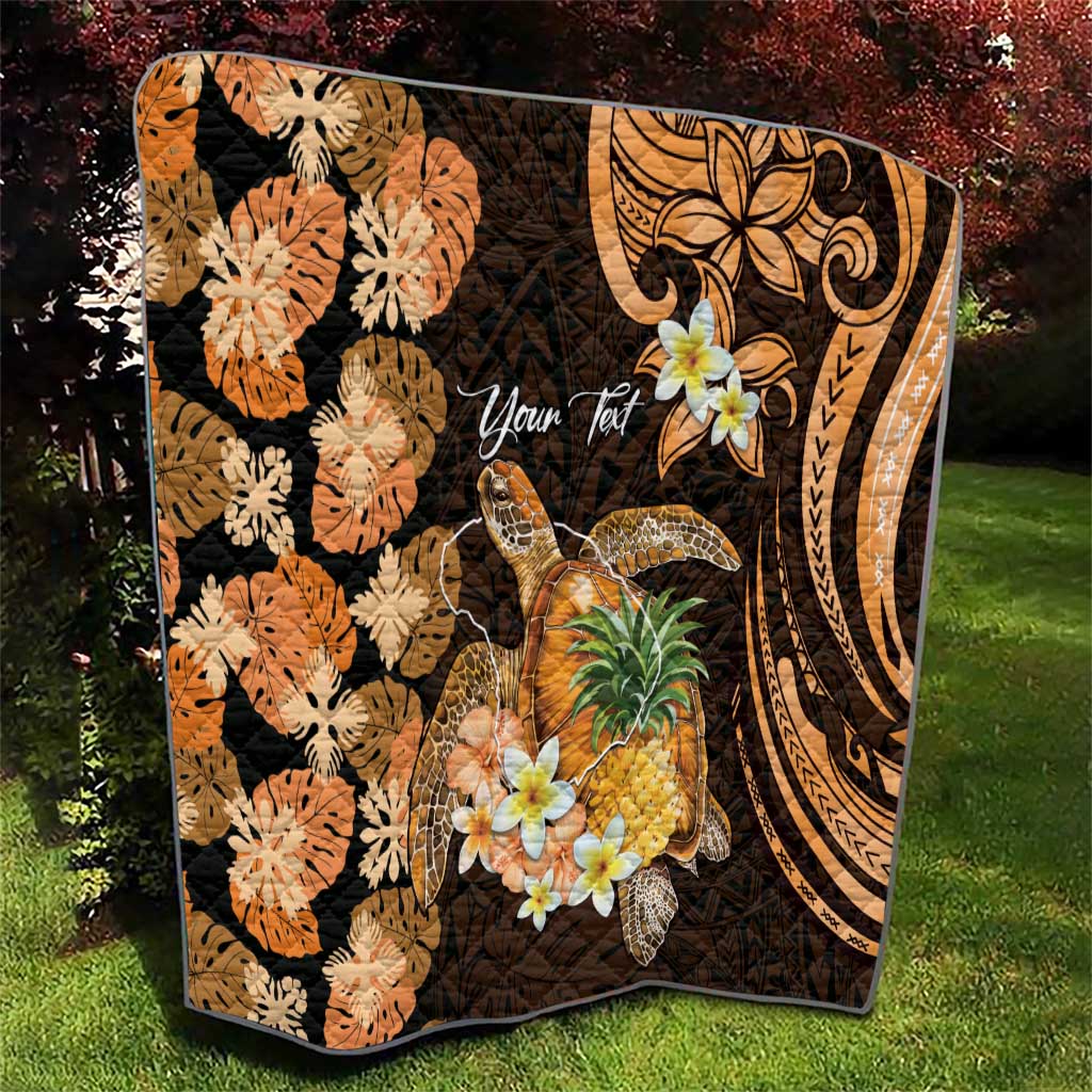 Personalised Aloha Hawaii Lanai Island Quilt Pineapple Isle Map Sea Turtle Plumeria