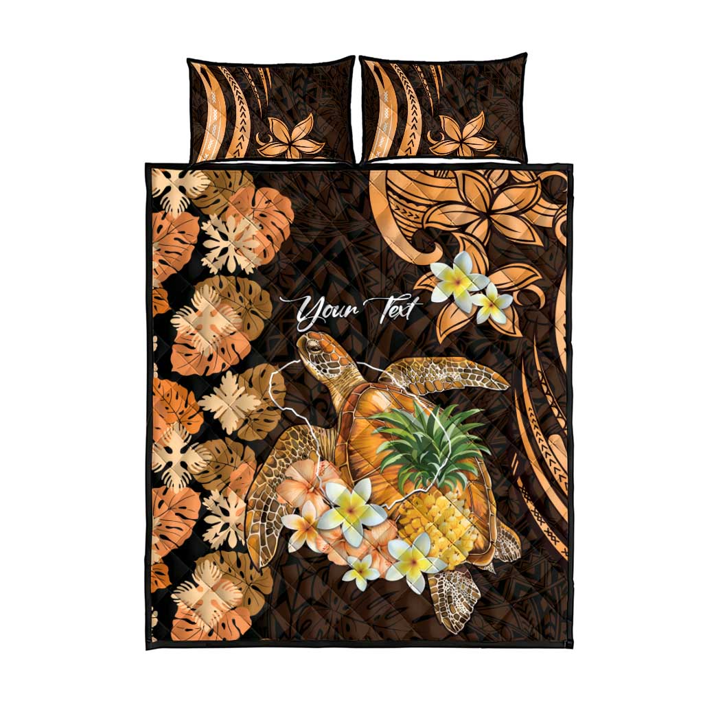 Personalised Aloha Hawaii Lanai Island Quilt Bed Set Pineapple Isle Map Sea Turtle Plumeria