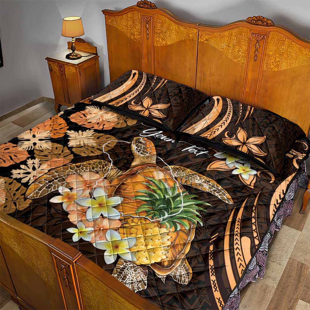 Personalised Aloha Hawaii Lanai Island Quilt Bed Set Pineapple Isle Map Sea Turtle Plumeria