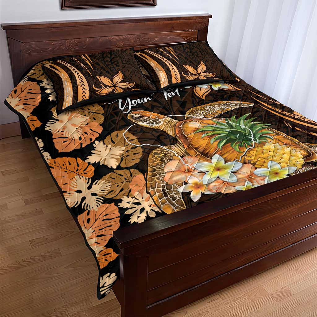 Personalised Aloha Hawaii Lanai Island Quilt Bed Set Pineapple Isle Map Sea Turtle Plumeria