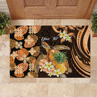 Personalised Aloha Hawaii Lanai Island Rubber Doormat Pineapple Isle Map Sea Turtle Plumeria LT14 Orange - Polynesian Pride