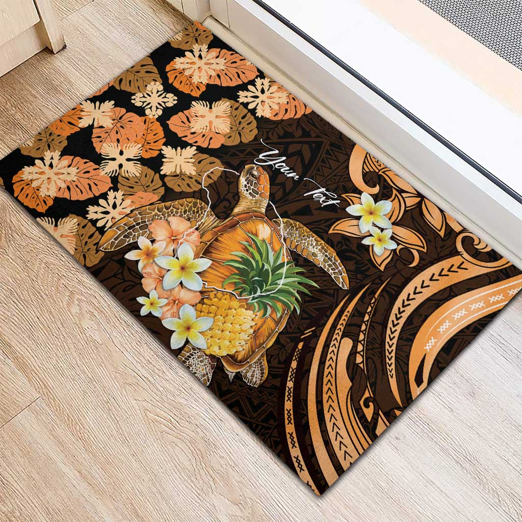 Personalised Aloha Hawaii Lanai Island Rubber Doormat Pineapple Isle Map Sea Turtle Plumeria LT14 - Polynesian Pride