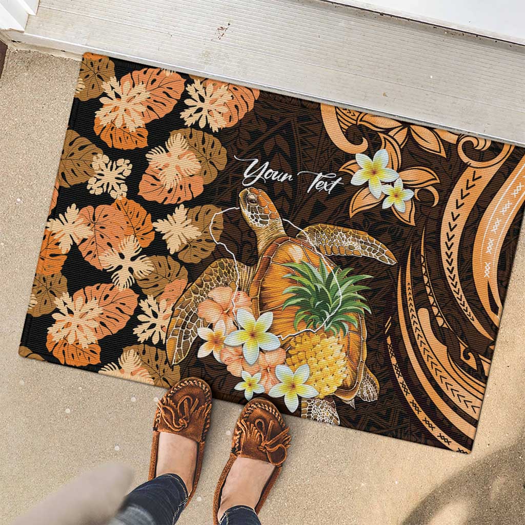 Personalised Aloha Hawaii Lanai Island Rubber Doormat Pineapple Isle Map Sea Turtle Plumeria LT14 - Polynesian Pride