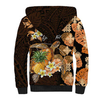 Personalised Aloha Hawaii Lanai Island Sherpa Hoodie Pineapple Isle Map Sea Turtle Plumeria LT14 - Polynesian Pride