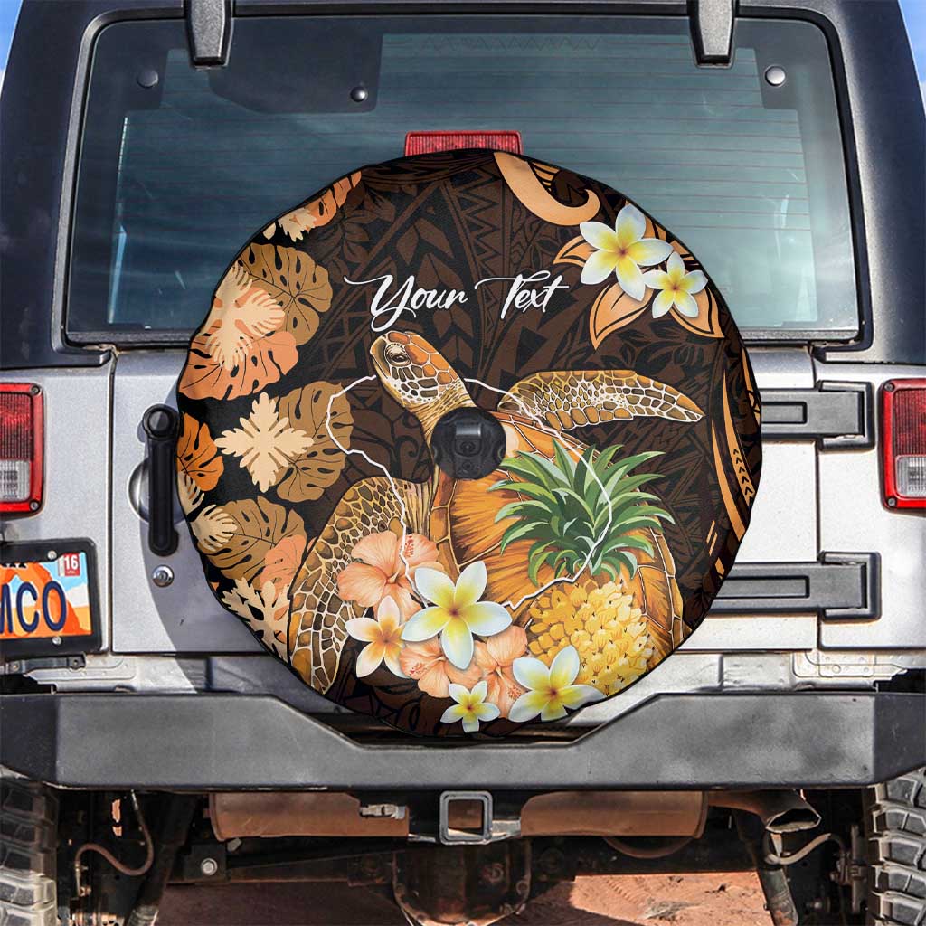 Personalised Aloha Hawaii Lanai Island Spare Tire Cover Pineapple Isle Map Sea Turtle Plumeria