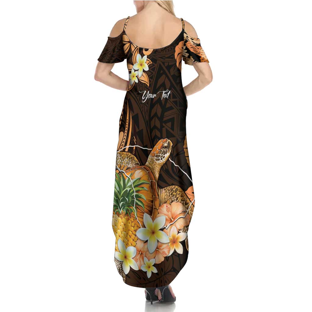 Personalised Aloha Hawaii Lanai Island Summer Maxi Dress Pineapple Isle Map Sea Turtle Plumeria LT14 - Polynesian Pride