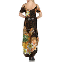 Personalised Aloha Hawaii Lanai Island Summer Maxi Dress Pineapple Isle Map Sea Turtle Plumeria LT14 - Polynesian Pride