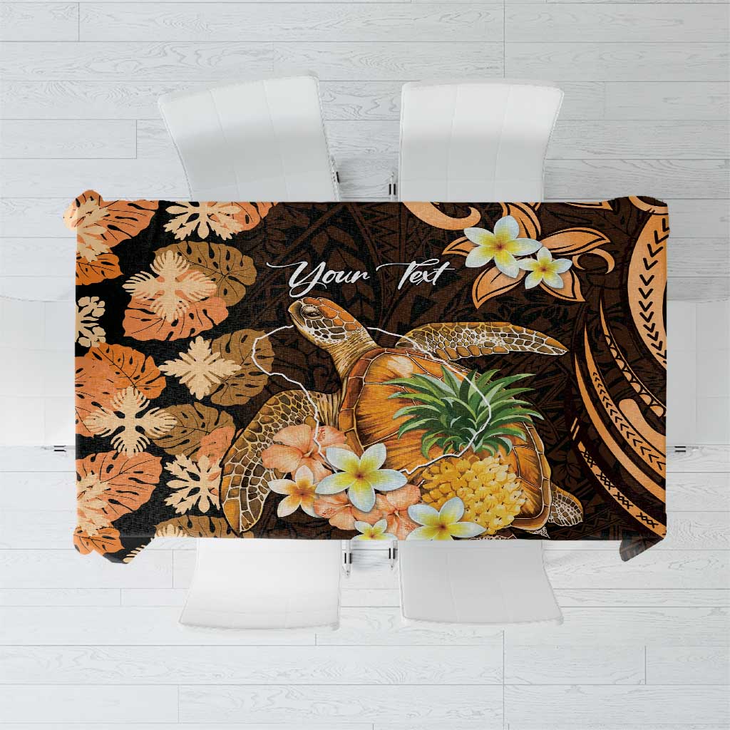 Personalised Aloha Hawaii Lanai Island Tablecloth Pineapple Isle Map Sea Turtle Plumeria LT14 Orange - Polynesian Pride