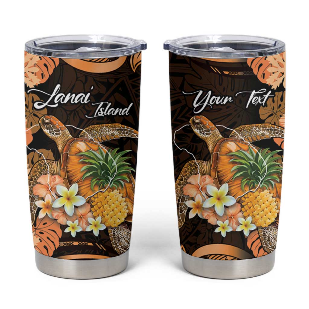 Personalised Aloha Hawaii Lanai Island Tumbler Cup Pineapple Isle Map Sea Turtle Plumeria