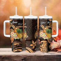 Personalised Aloha Hawaii Lanai Island Tumbler With Handle Pineapple Isle Map Sea Turtle Plumeria LT14 - Polynesian Pride