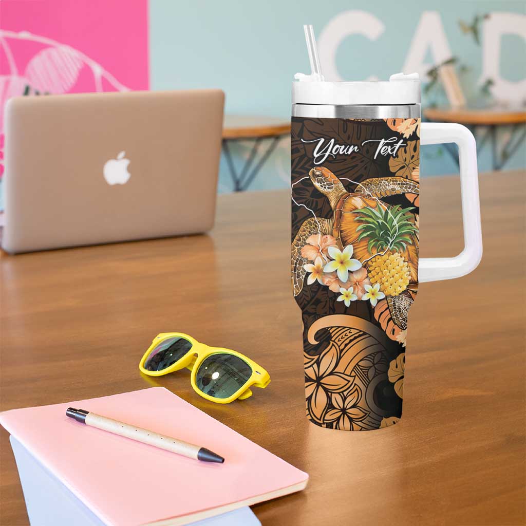 Personalised Aloha Hawaii Lanai Island Tumbler With Handle Pineapple Isle Map Sea Turtle Plumeria LT14 - Polynesian Pride
