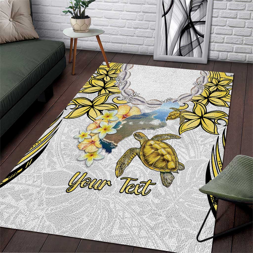 Personalised Aloha Hawaii Niihau Island Area Rug Forbidden Isle Map Shell Lei