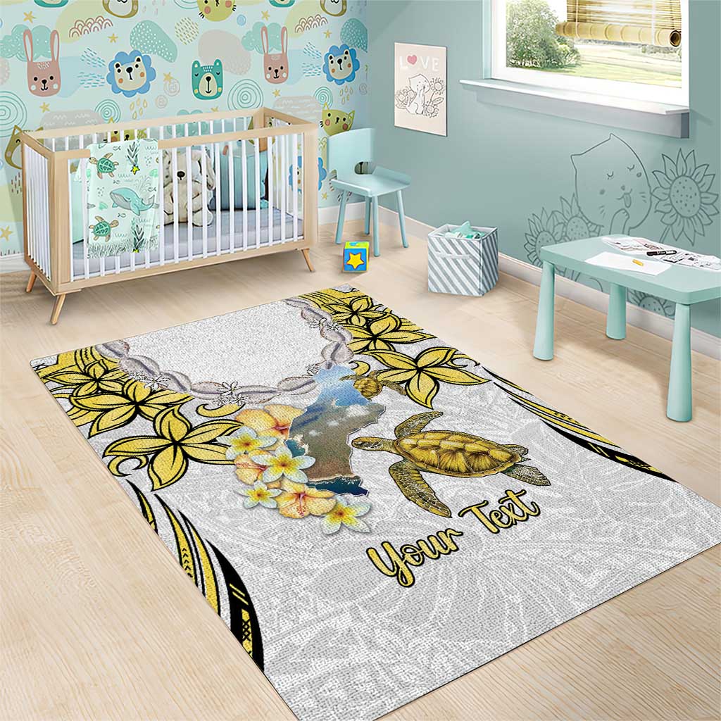 Personalised Aloha Hawaii Niihau Island Area Rug Forbidden Isle Map Shell Lei