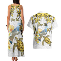 Personalised Aloha Hawaii Niihau Island Couples Matching Tank Maxi Dress and Hawaiian Shirt Forbidden Isle Map Shell Lei LT14 - Polynesian Pride