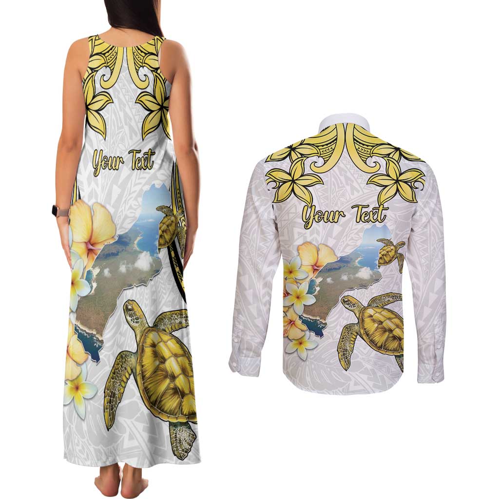 Personalised Aloha Hawaii Niihau Island Couples Matching Tank Maxi Dress and Long Sleeve Button Shirt Forbidden Isle Map Shell Lei LT14 - Polynesian Pride