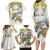 Personalised Aloha Hawaii Niihau Island Family Matching Long Sleeve Bodycon Dress and Hawaiian Shirt Forbidden Isle Map Shell Lei