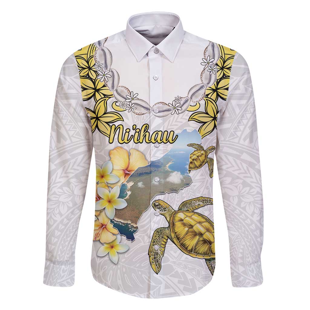 Personalised Aloha Hawaii Niihau Island Family Matching Mermaid Dress and Hawaiian Shirt Forbidden Isle Map Shell Lei