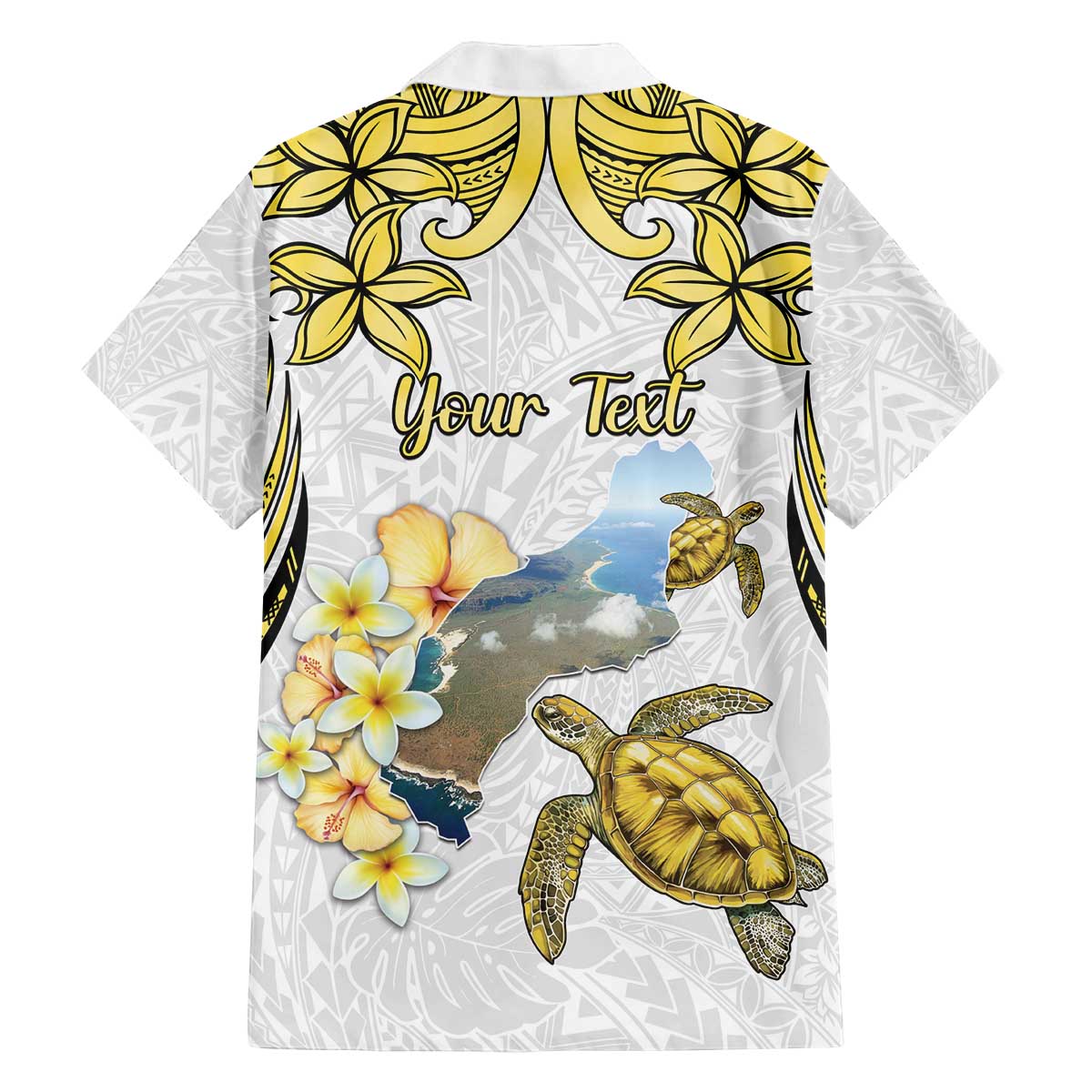 Personalised Aloha Hawaii Niihau Island Family Matching Off The Shoulder Long Sleeve Dress and Hawaiian Shirt Forbidden Isle Map Shell Lei