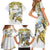 Personalised Aloha Hawaii Niihau Island Family Matching Short Sleeve Bodycon Dress and Hawaiian Shirt Forbidden Isle Map Shell Lei