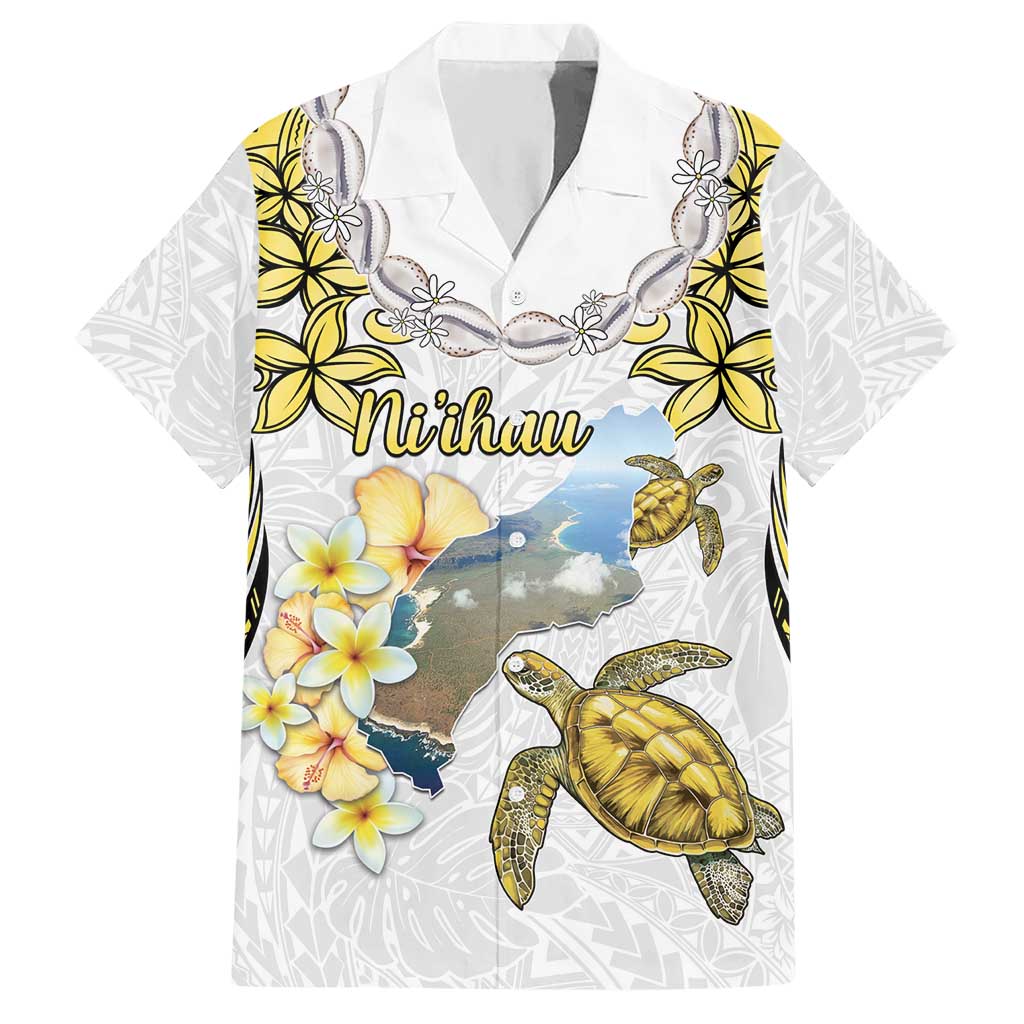 Personalised Aloha Hawaii Niihau Island Hawaiian Shirt Forbidden Isle Map Shell Lei LT14 Yellow - Polynesian Pride