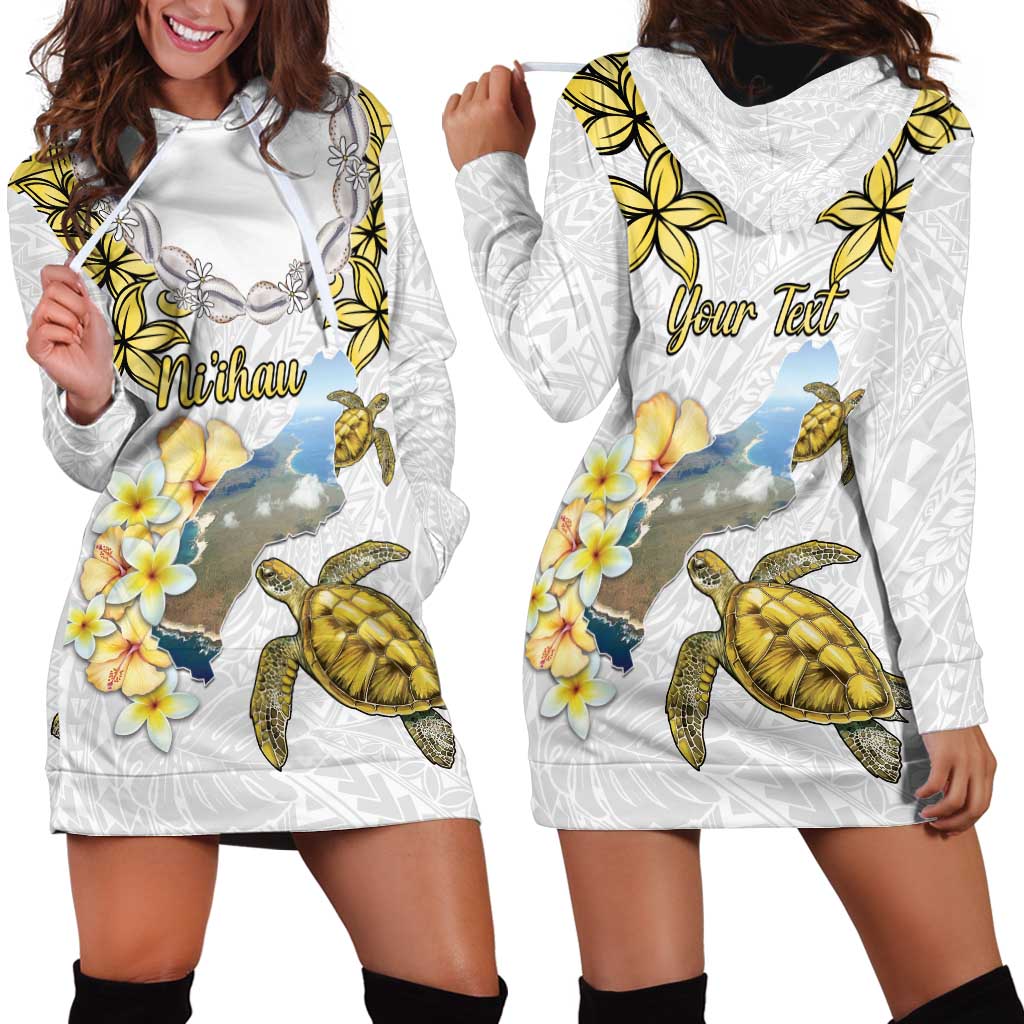 Personalised Aloha Hawaii Niihau Island Hoodie Dress Forbidden Isle Map Shell Lei