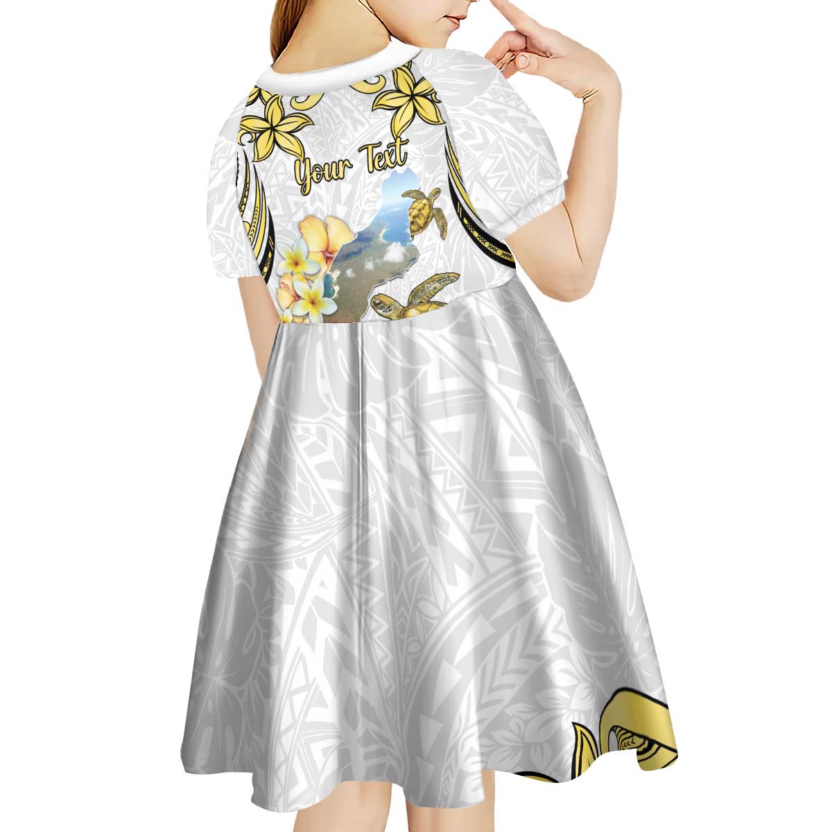 Personalised Aloha Hawaii Niihau Island Kid Short Sleeve Dress Forbidden Isle Map Shell Lei LT14 - Polynesian Pride