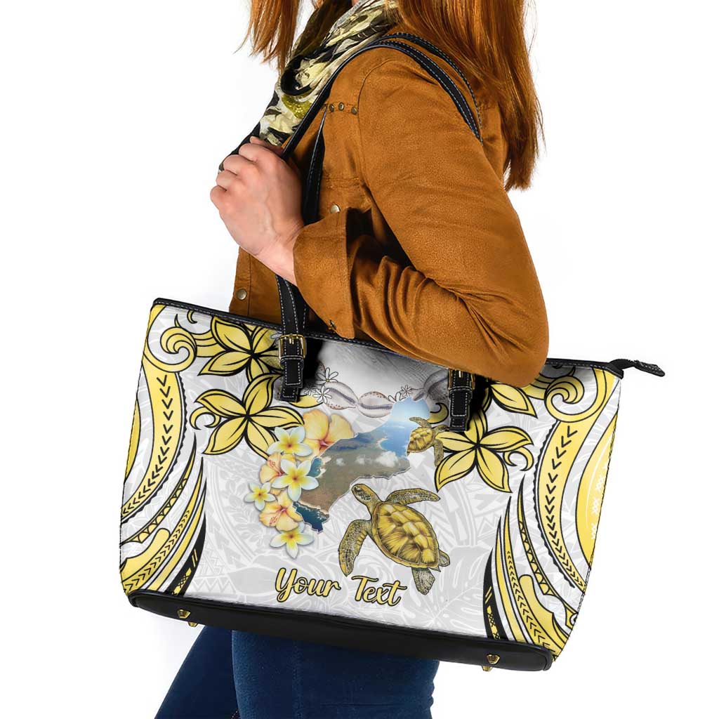 Personalised Aloha Hawaii Niihau Island Leather Tote Bag Forbidden Isle Map Shell Lei