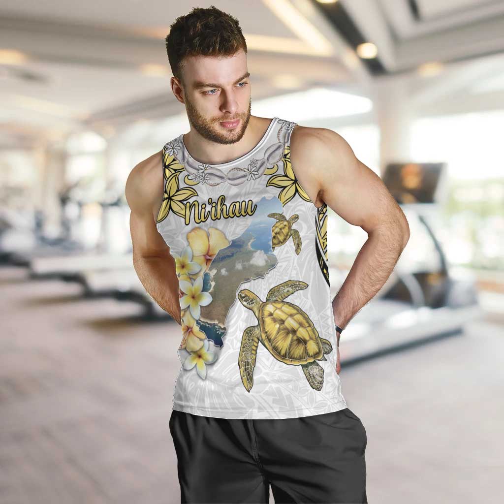 Personalised Aloha Hawaii Niihau Island Men Tank Top Forbidden Isle Map Shell Lei LT14 Yellow - Polynesian Pride