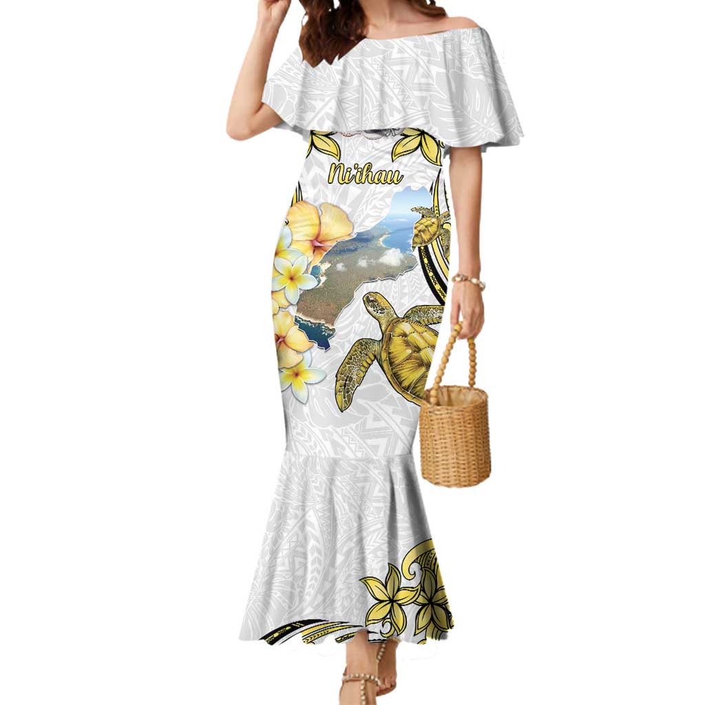 Personalised Aloha Hawaii Niihau Island Mermaid Dress Forbidden Isle Map Shell Lei