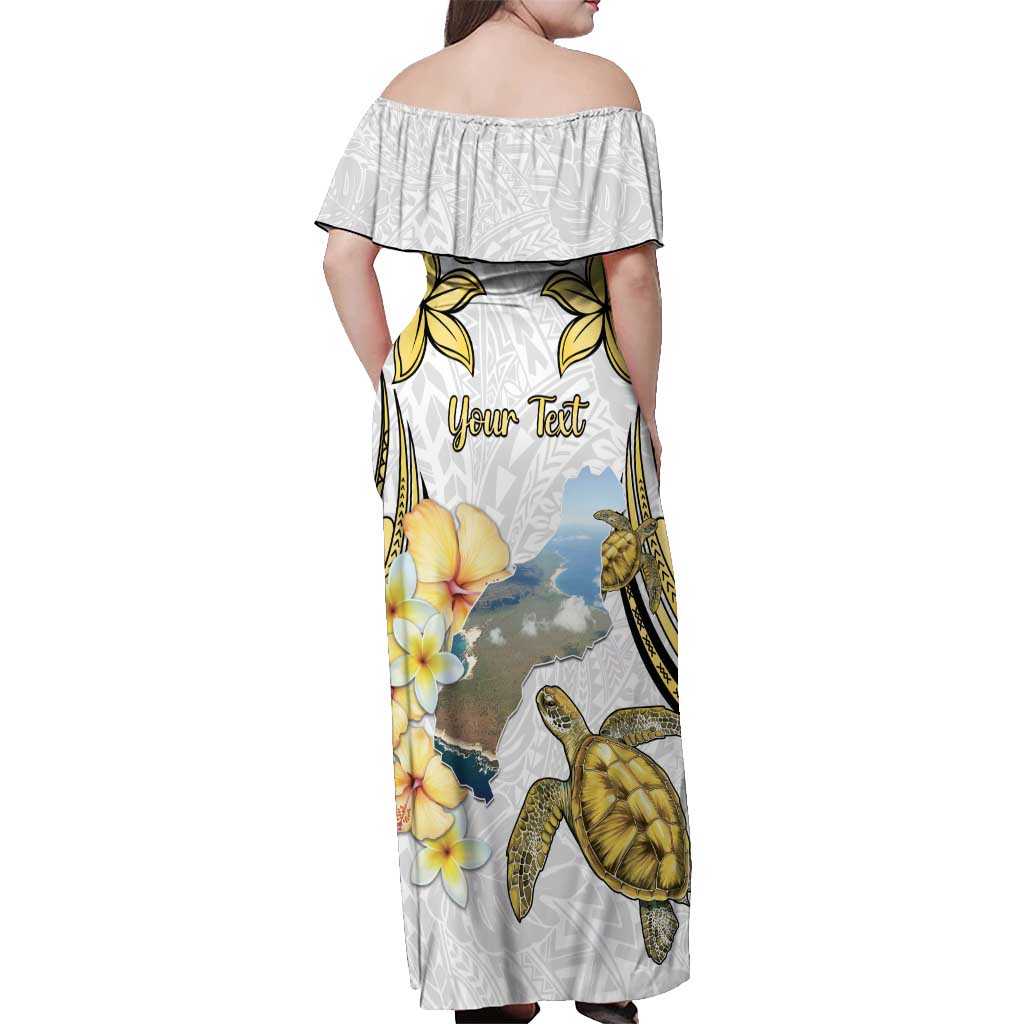Personalised Aloha Hawaii Niihau Island Off Shoulder Maxi Dress Forbidden Isle Map Shell Lei LT14 - Polynesian Pride